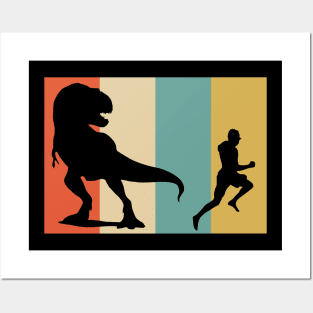 Vintage Dino and Runner Retro Colors Posters and Art